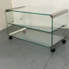 Pamono Space Age Glass Trolley Side Table from Gallotti & Radice, Italy, 1970s Clearance