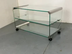 Pamono Space Age Glass Trolley Side Table from Gallotti & Radice, Italy, 1970s Clearance