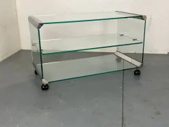 Pamono Space Age Glass Trolley Side Table from Gallotti & Radice, Italy, 1970s Clearance