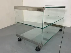 Pamono Space Age Glass Trolley Side Table from Gallotti & Radice, Italy, 1970s Clearance