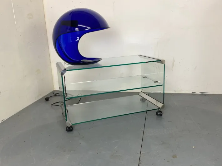 Pamono Space Age Glass Trolley Side Table from Gallotti & Radice, Italy, 1970s Clearance