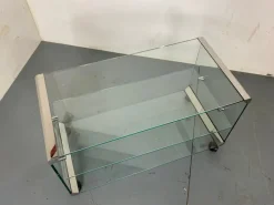 Pamono Space Age Glass Trolley Side Table from Gallotti & Radice, Italy, 1970s Clearance