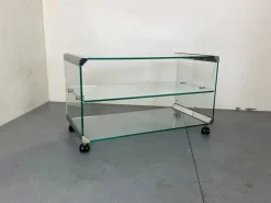 Pamono Space Age Glass Trolley Side Table from Gallotti & Radice, Italy, 1970s Clearance