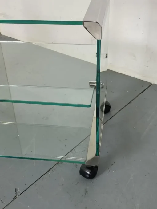 Pamono Space Age Glass Trolley Side Table from Gallotti & Radice, Italy, 1970s Clearance