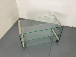Pamono Space Age Glass Trolley Side Table from Gallotti & Radice, Italy, 1970s Clearance