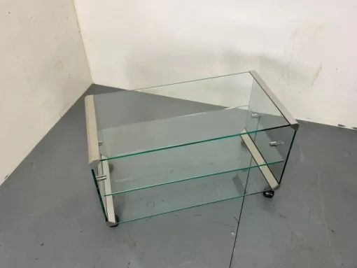 Pamono Space Age Glass Trolley Side Table from Gallotti & Radice, Italy, 1970s Clearance