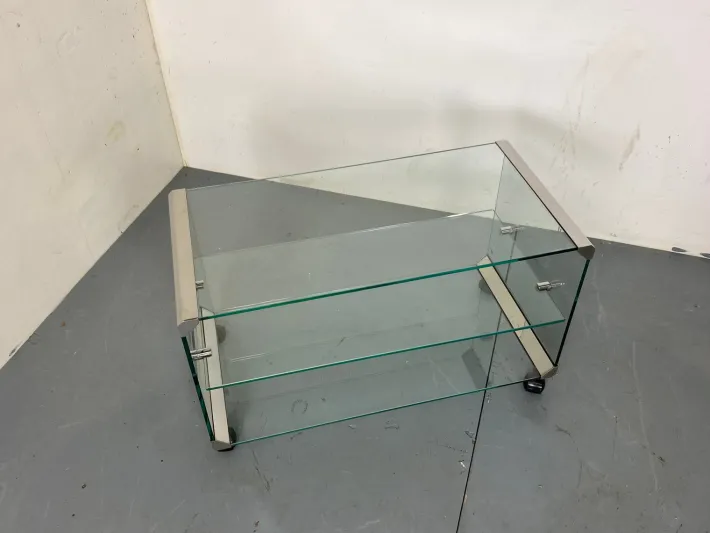 Pamono Space Age Glass Trolley Side Table from Gallotti & Radice, Italy, 1970s Clearance