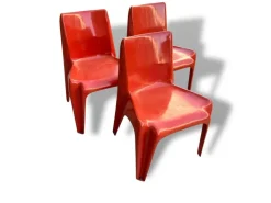 Pamono Space Age Light Red Chairs by Helmut Bätzner for Bofinger, Set of 3 Best