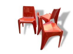 Pamono Space Age Light Red Chairs by Helmut Bätzner for Bofinger, Set of 3 Best