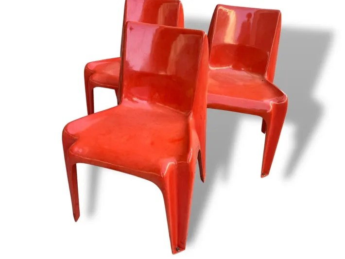 Pamono Space Age Light Red Chairs by Helmut Bätzner for Bofinger, Set of 3 Best