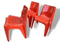 Pamono Space Age Light Red Chairs by Helmut Bätzner for Bofinger, Set of 3 Best