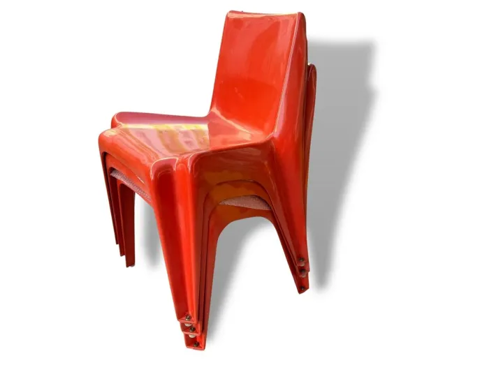 Pamono Space Age Light Red Chairs by Helmut Bätzner for Bofinger, Set of 3 Best