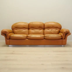 Pamono Space Age Orange Leather Sofa, Italy, 1960s Best