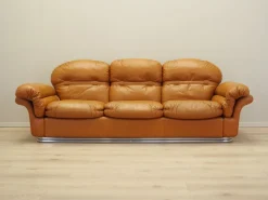 Pamono Space Age Orange Leather Sofa, Italy, 1960s Best