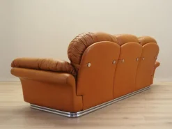 Pamono Space Age Orange Leather Sofa, Italy, 1960s Best
