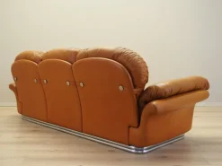 Pamono Space Age Orange Leather Sofa, Italy, 1960s Best