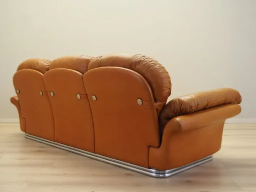 Pamono Space Age Orange Leather Sofa, Italy, 1960s Best