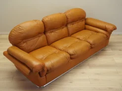 Pamono Space Age Orange Leather Sofa, Italy, 1960s Best