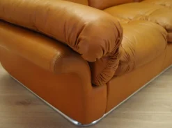 Pamono Space Age Orange Leather Sofa, Italy, 1960s Best