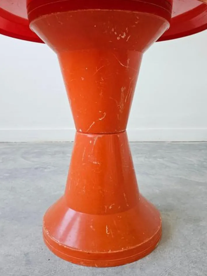 Pamono Space Age Orange Patio Table Model Diablo by Kovinoplastika, Former Yugoslavia, 1970s Sale