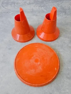 Pamono Space Age Orange Patio Table Model Diablo by Kovinoplastika, Former Yugoslavia, 1970s Sale