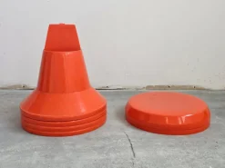 Pamono Space Age Patio Set in Orange Plastic, 1970s, Set of 3 New