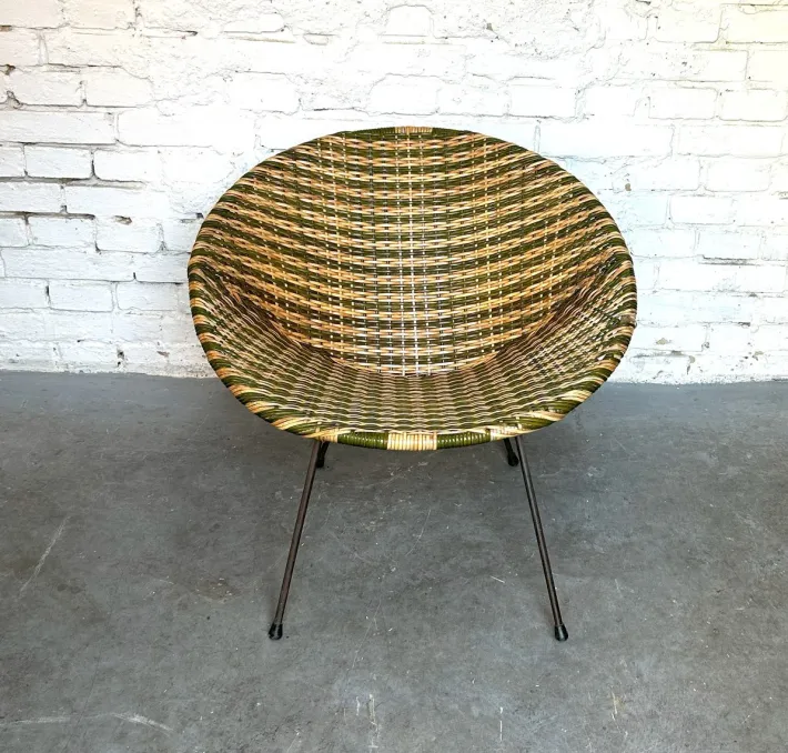 Pamono Space Age Pop Art Armchair in Vinyl Weave, 1950s-1960s New