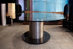 Pamono Space Age Table in Marble, Glass and Steel, 1970s Hot
