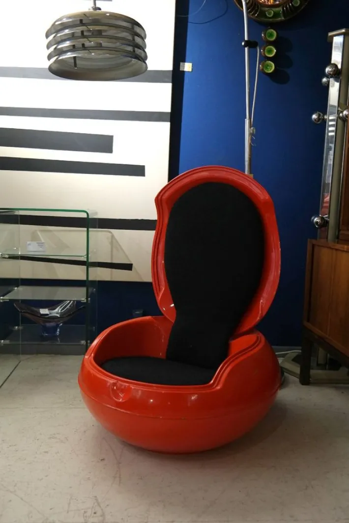 Pamono Spage Age Red Garden Egg Chair by Peter Ghychy, 1960s New