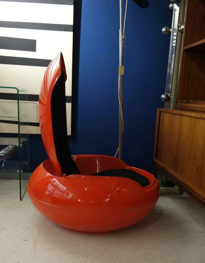Pamono Spage Age Red Garden Egg Chair by Peter Ghychy, 1960s New