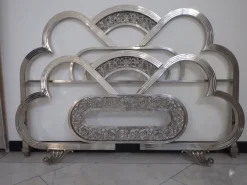 Pamono Spanish Art Deco Nickel Double Bed with Decorative Floral Elements, 1930, Set of 2 Hot