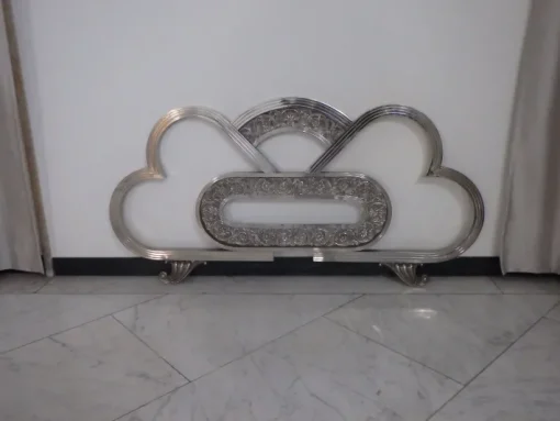 Pamono Spanish Art Deco Nickel Double Bed with Decorative Floral Elements, 1930, Set of 2 Hot