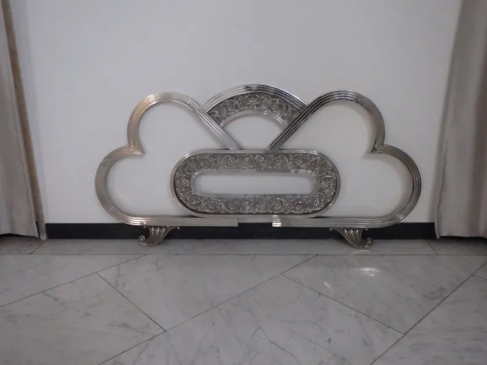 Pamono Spanish Art Deco Nickel Double Bed with Decorative Floral Elements, 1930, Set of 2 Hot