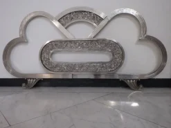 Pamono Spanish Art Deco Nickel Double Bed with Decorative Floral Elements, 1930, Set of 2 Hot