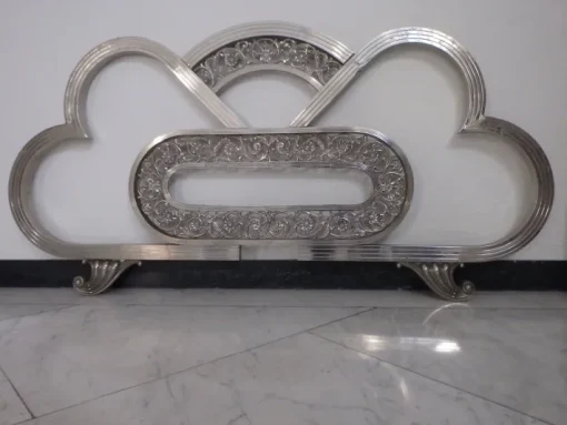 Pamono Spanish Art Deco Nickel Double Bed with Decorative Floral Elements, 1930, Set of 2 Hot