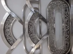 Pamono Spanish Art Deco Nickel Double Bed with Decorative Floral Elements, 1930, Set of 2 Hot