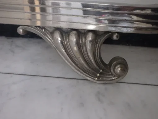 Pamono Spanish Art Deco Nickel Double Bed with Decorative Floral Elements, 1930, Set of 2 Hot