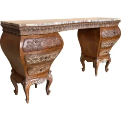 Pamono Spanish Baroque Dressing Table in Hand Carved Walnut & Burl, 1940s Outlet