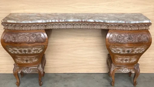 Pamono Spanish Baroque Dressing Table in Hand Carved Walnut & Burl, 1940s Outlet