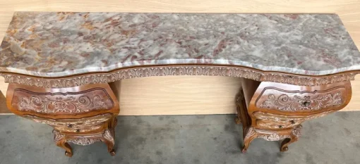 Pamono Spanish Baroque Dressing Table in Hand Carved Walnut & Burl, 1940s Outlet