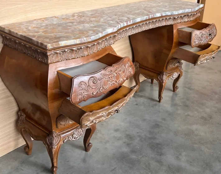 Pamono Spanish Baroque Dressing Table in Hand Carved Walnut & Burl, 1940s Outlet