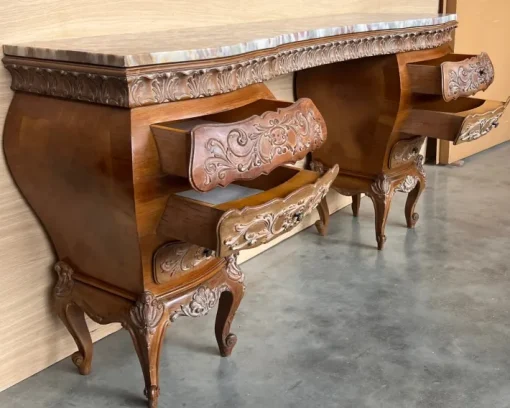 Pamono Spanish Baroque Dressing Table in Hand Carved Walnut & Burl, 1940s Outlet