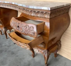 Pamono Spanish Baroque Dressing Table in Hand Carved Walnut & Burl, 1940s Outlet