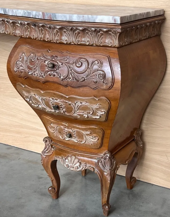 Pamono Spanish Baroque Dressing Table in Hand Carved Walnut & Burl, 1940s Outlet