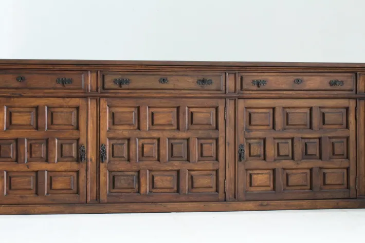 Pamono Spanish Brutalist Sideboard in Carved Wood Outlet