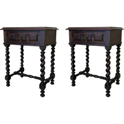 Pamono Spanish Carved Nightstands with Low Shelves, 1890s, Set of 2 Outlet