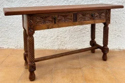 Pamono Spanish Castilian Console with Drawers and Turned Legs, 1890s Online