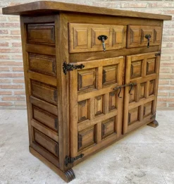 Pamono Spanish Catalan Carved Walnut Chest of Drawers, Highboy or Console, 1920s Discount