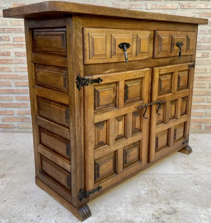 Pamono Spanish Catalan Carved Walnut Chest of Drawers, Highboy or Console, 1920s Discount