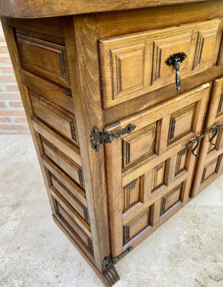 Pamono Spanish Catalan Carved Walnut Chest of Drawers, Highboy or Console, 1920s Discount
